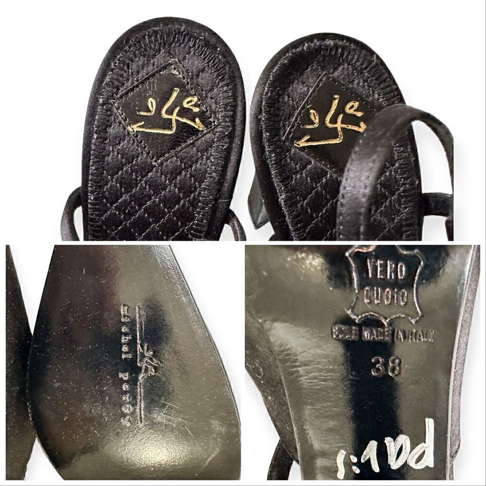 Never worn Vintage Michel Perry Black Satin Evening Pumps ‎ Size 38 EU - Picture 10 of 13